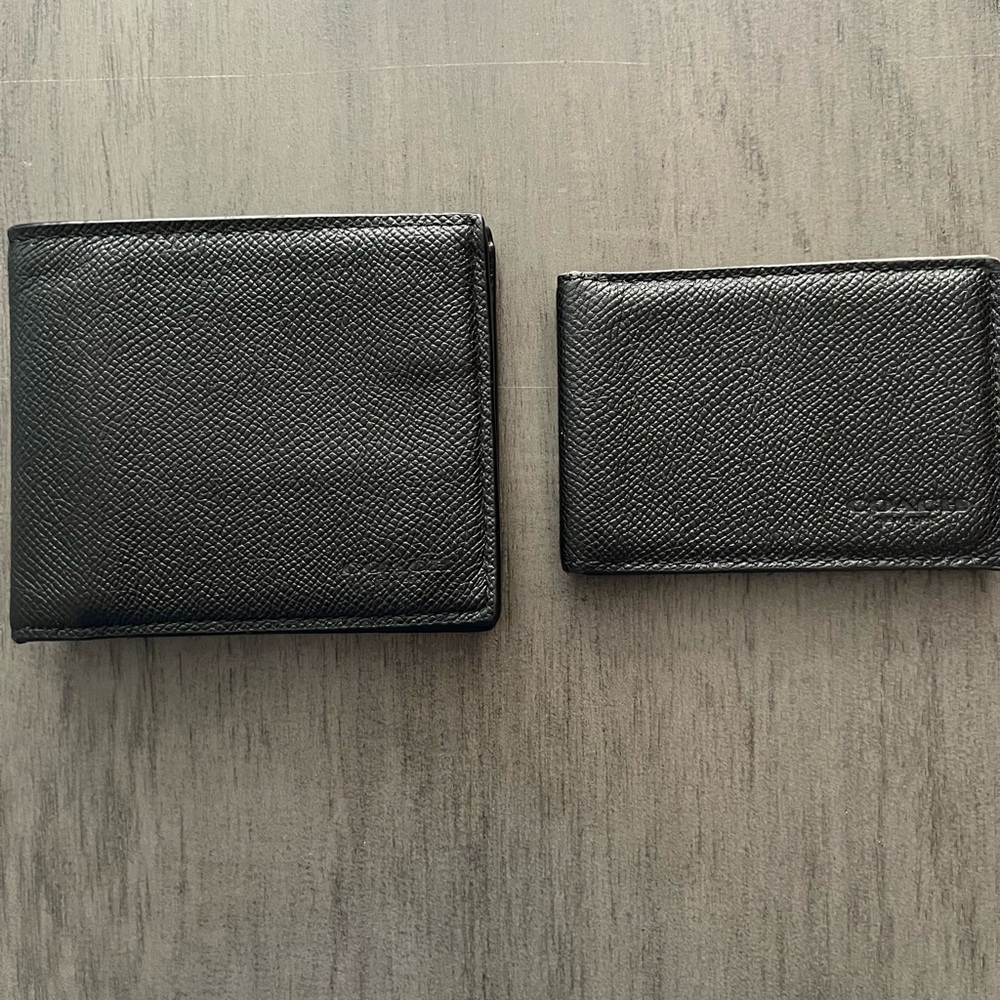 Coach Black leather wallet set